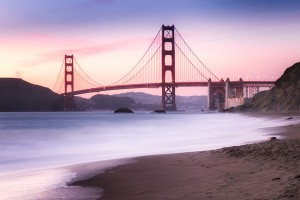 Golden Gate Bridge at sunset                       